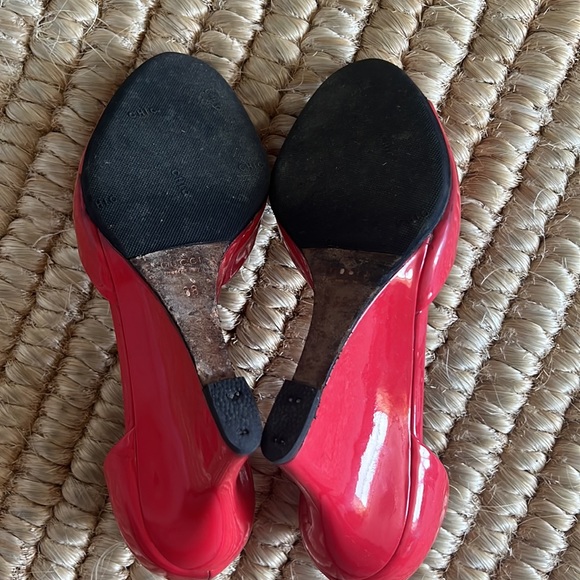 Gucci hot pink paten leather open toe pumps 38 - Picture 5 of 8
